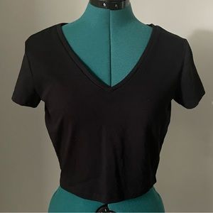 black v neck top